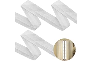 HUAHUANGHUI 30M x 2.5CM Gardinenband,Kräuselband Gardinen,Bügelband für Vorhänge Polyester Faltenband Reihband, Weiß Universal Gardinenband Überschrift Band für Gardine Haken für Deko Schlafzimmer Verandas