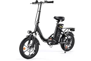 Finbike 250w Bici Elettrica Pieghevole, Bicicletta Elettrica A Pedalata Assistita, 374.4WH Batteria, Max Autonomia 88KM, 3 Modalità Di Guida, Carga 120kg