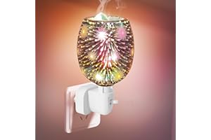 PORFOYO Quemador De Aceite Eléctrico De Cristal,220V 10W Lámpara De Aroma 3D,3D Lámpara De Aroma,Lámpara De Aroma De Vidrio 3D Para Oficina,Dormitorio,Regalos,Hogar,Vidrio 3D,Estilo De Fuegos Artificiales