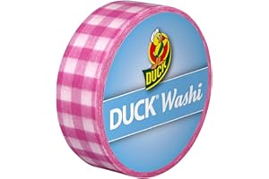 Duck Washi Band – bardzo cienka taśma klejąca do pakowania i dekorowania Pink Check, 15 mm x 10 m