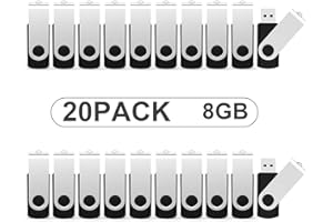 KOOTION Pendrives 8GB 2.0 Memorias USB 8GB 20 Piezas Pen Drive USB 2.0 Flash Drive 8 Gigas Lote Pincho USB Pen Stick Pack de 20 Unidades, Negros