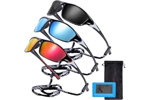 RISIPU 3 Pack Polarized Cycling Sunglasses Sports Sunglasses for Men Women, Mens Bike Goggles Wrap Around UV400 Protection for Cycling Fishing Driving