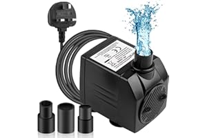 BARST - 350L/H Submersible Pump - Ultra Quiet Water Pump (7W) with 4 Strong Suction Cups and 3 Nozzles - for Aquariums, Ponds, Hydroponics, Water Fountains
