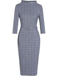 MUXXN Women's 1950s Vintage Cocktail Dress - 3/4 Sleeve, Mock Neck, Bodycon Pencil, Merlot, Large - View #14