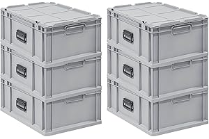 PROREGAL SuperSparSet 6x Eurobox NextGen Portable | HxBxT 23,5x40x60cm | 44 Liter | Eurobehälter, Transportbox, Transportbehälter, Stapelbehälter
