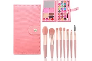 AYNKH Ensemble de Maquillage pour Filles, 33 Couleurs, Jouets de Maquillage pour Enfants, cosmétiques Non Toxiques pour Enfants avec 8 pinceaux lavables, Performance scénique, Halloween, fête