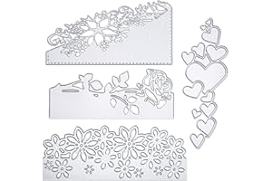 CHOLINCHIN 4 pezzi Fustella modello di punzonatura fiori di rosa set di cuori fustelle di taglio cuori in fiore taglio di bordi stencil goffratura modelli per scrapbooking carte di album embossing decorazione