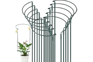 YeahBoom 10PCS 25x40cm Estacas de Soporte para Plantas,Ajustables Semicirculares Soportes para Plantas,Tutor Plantas,Soporte para Plantas de Jardín para Flores Rosa Tomates Trepadoras Arbusto