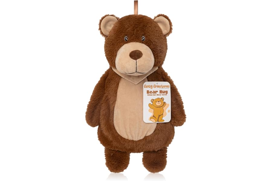 Kids Animal Hot Water Bottle (Bear) Cozy, Safe & Fun Bedtime Companion