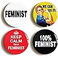 FEMINIST BADGE BUTTON PIN SET (Size is 1inch/25mm diameter) FEMINISM
