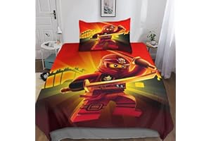 FIBITA 3D Ninjago Bettdecke Set Mit Kissen Bettwäsche Bettbezug Set Betten Set Für Kinder Baby Mädchen Jungen Ultraweiche Mikrofaser Bettbezüge Für Baby Kinder Single（135x200cm）
