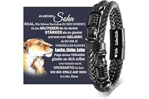 XUANPAI Armband Herren Lederarmband Sohn Geschenk von Mama - Armband für Meinen Sohn Geburtstagsgeschenk für Teenager 18. Geburtstag Junge Azubi Mutmacher Geschenk für 16 19 21 Jährige Männer
