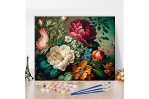 TISHIRON Malowanie według liczb, dla dorosłych, początkujących, piękny bukiet kwiatów, malowanie według liczb, akwarele DIY, zestaw do malowania według liczb, zestaw do malowania według liczb,