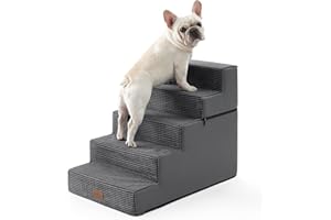 COZY KISS Hundetreppe, 5 Stufen Multifunktionale aus Hochdichtem Schaumstoff für Bett Couch Sofa, 60cm Hoch Abnehmbar Katzentreppe für Altere Verletzte Hunde (Dunkelgrau, 50x75x60, 5)