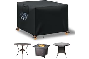 WUAYAMI Plandeka na meble ogrodowe, wodoszczelna, wiatroszczelna, odporna na promieniowanie UV, do dużych obciążeń 420D, tkanina Oxford, na stół ogrodowy, meble tarasowe, kolor czarny, 70 x 70 x 70 cm