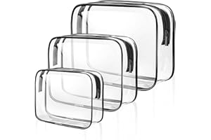 SLIJAR Clear Travel Toiletries Bag, 3 PCS Portable Waterproof Toiletry Bags for Women and Men, Clear Makeup Bags PVC Cosmetic Bag, Travel Accessories Wash Bag for Travelling and Holiday
