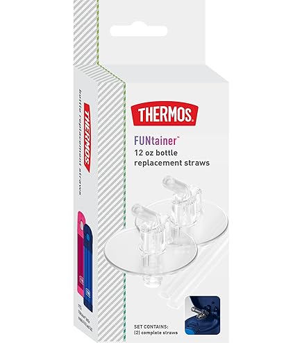 Marbe Cannucce di ricambio per thermos Funtainer da 340 ml, 3 spazzole per la pulizia della cannuccia, sicure da usare per adulti e bambini, in acciaio inox
