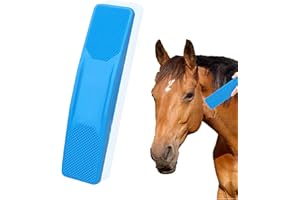 HELOVGE Peine de Masaje para Caballos, Shedding Grooming Massage Cepillo Para El Cuidado Del Caballo Para Eliminar El Vello Seco Y de Caballos Y Perros Grandes (azul)