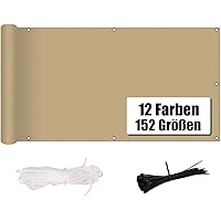 MENGH Balkon Sichtschutz Ohne Bohren (315 Größen & 6 Farben) Balkonverkleidung Wind- und UV-Schutz,160g/m², Mit…