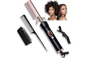 UKLISS Peigne Chauffant, Peigne Chauffant Lissant Afro Avec Écran Lcd 120-230℃, Peigne Lisseur En Céramique, Peigne Lissant De Portable, Peigne Electrique, Peigne Lissant, Arrêt Automatique
