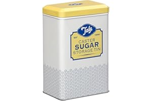 Tala Originals Storage Tin, Metal, Yellow and Cream Nostalgic Design, Holds a Full Bag of Caster Sugar (Sugar Not Included)