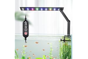 ‎FISHKEEPER fishkeeper Kleine Aquarium Lampe, 24/7 Clip Aquarium Licht mit DIY & Timer, Einstellbare 10 Helligkeit, 360° Faltbar Aquarium Beleuchtung Led für Aquarien mit Rand, Mondlicht für Süß-/Meerwasser