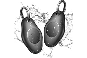 Waterproof Airtag Holder Keychain Case,HonShoop Screw Full Cover Protective Air Tag Compatible for Apple AirTag Key Ring (Black 2 Pack)