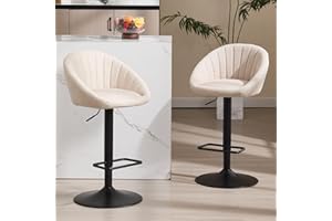 chairus Chaise de Bar Moderne avec Repose-Pied, Chaise Haute Bar Lot de 2 avec Coussin Confortable, Tabouret Bar en Tissu pour Bar (Beige)