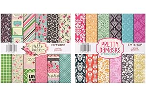 ewtshop® 48 fogli in formato: 30,5 x 30,5 cm, 24 diversi motivi, stampati su entrambi i lati, carta decorativa per lavori di bricolage, biglietti