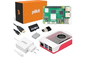 PiiKit Starter-Set für Raspberry Pi 5 4 GB | 64 GB MicroSD-Karte | 27 W Netzteil | Gehäuse mit integriertem Lüfter und Kühlkörper | 4K 60 Hz Micro-HDMI-Kabel - 1