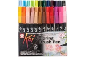 SAKURA Koi Coloring Brush Pen zestaw 24 kolorów | pisaki pędzelkowe do pisania, rysowania i prowadzenia pamiętnika