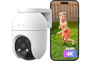 EZVIZ Telecamera WiFi Esterno 4K, Telecamera Motorizzata per Esterni con Copertura a 360°, Visione Notturna a Colori, Rilevamento di Persone/Veicoli, Tracciamento Zoom Auto, C8c 8MP(6mm)