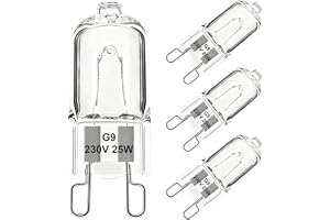 4 stycken G9 halogenlampor, 25 W, G9 230 V, värmebeständiga upp till 500 °C, för ugn, mikrovågsugn, grill och köksredskap, transparent gla, 360° spridningsvinkel