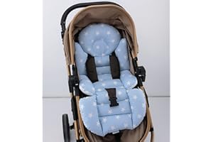 Pushchair/Stroller Cushion- Pram Accessories -Seat Liner -Umay Baby 100% Cotton (Blue Star)