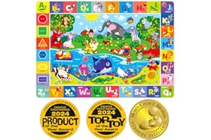 Baby Play Mat for Floor by QUOKKA - ABC Rug For Kids Room Gym Educational Learning Area – Non-Slip Play Mat For Toddlers Babies Playroom – Padded Baby Crawling Mat