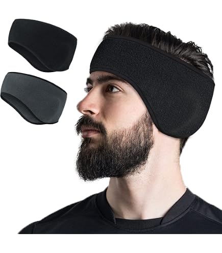 KARAA 2 Fasce Per Capelli In Pile Invernali - Con Foro Per Coda, Protezione Orecchie, Per Corsa E Sci - 2