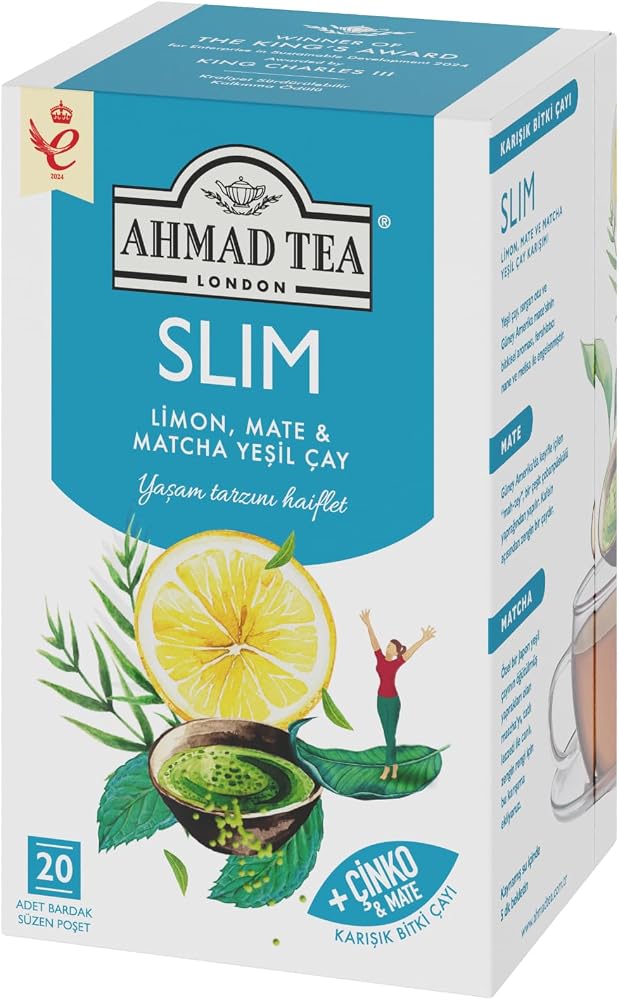 Ahmad Tea Limon, Mate ve Matcha'lı Slim Yeşil Çay 20 x 1,5 gr