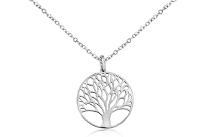 Nuoli® Lebensbaum Kette Damen (45 + 5cm verstellbar) Halskette mit Baum des Lebens Anhänger für Frauen & Mädchen, aus Edelstahl