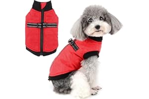 Zunea Chaqueta para Perros Pequeños con Arnés Abrigo de Invierno Cálida Cachorros Ropa con Anillos de Correa de Algodón Suave para Clima Frío Ropa para Mascotas Chihuahua Perros Gatos Rojo M