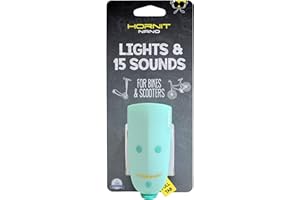 Hornit Nano Vert - Klaxon et lumière pour vélo et trotinette pour Enfants - 15 Effets sonores et 3 lumières