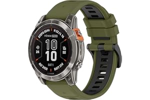 SeNool 26mm QuickFit Correa para Garmin Enduro 3/Fenix 8 51mm/Epix 2 Pro 51mm, Pulsera Silicona Correa para Garmin Fenix 7X Pro Solar/Fenix 7X/Fenix 6X GPS/Fenix 6X Sapphire GPS - Verde Negro