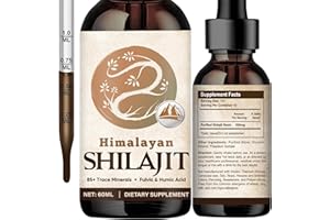 VOKY Shilajit Original Tropfen | NatüRlicher Himalaya Shilajit | Angereichert Mit 60% FulvosäUre, 85+ Mineralien, Vegan | Leicht Resorbierbar | 60ml