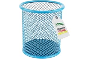 LEVIATAN Metal Pen Holder | Round Wire Metal Mesh | Multifunctional Cup for Ballpoint Pen | Diameter 91 mm | Light Blue
