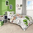 Minecraft Bedding Single, Bedroom Accessories for Boys Duvet Sets for Single Bed Duvet Reversible Characters A Minecraft Movie Gifts, Grey