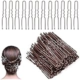 50 pezzi Forcine per Capelli Kit A Forma di U Fermagli dal design ondulato aghi 6cm e Marrone per Donne Ragazze e Parrucchier