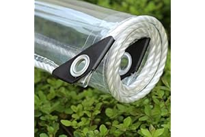 FENGSHOUU Wodoszczelna, przezroczysta plandeka PCW z oczkami, odporna na warunki atmosferyczne, wytrzymała, składana, 0,35 mm, plandeka ochronna na meble ogrodowe, rośliny, do szklarni (1,3 x 1,5 m)