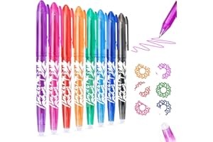 Sumajuc 8 Pcs Erasable Pens, Rub Out Pens with Eraser, Stationary Supplies Eraser Pen with Rubbers on the End, Adults Writing Stationary School Supplies (8 Assorted Colors)