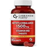 Carbamide Forte Vitamin B12 Tablets 1500 mcg -Active form of Methylcobalamin Vitamin B12 Supplements for Men & Women- 90 Veg 