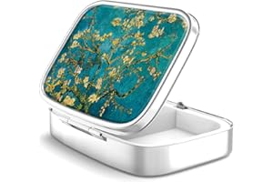 HION Boîte à pilules à 2 compartiments, boîte à pilules portable pour poche ou sac à main, boîte à pilules décorative en métal, organisateur de vitamines, cadeau unique