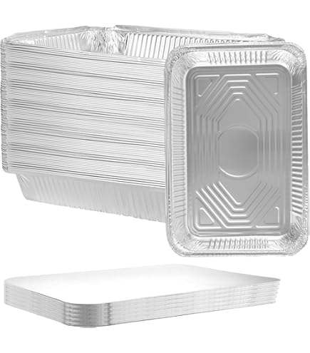 HEIYUET Lot de 25 barquettes en aluminium de 3500 ml avec couvercle HEIYUET Lot de 25 barquettes en aluminium de 3500 ml avec couvercle